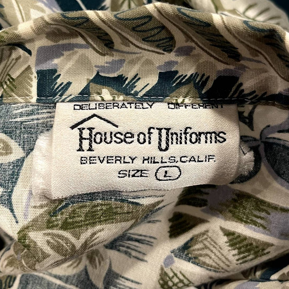 Vintage House of Uniforms Mens Hawaiian Shirt Large Button Up Tiki Aloha Camp - Picture 4 of 8